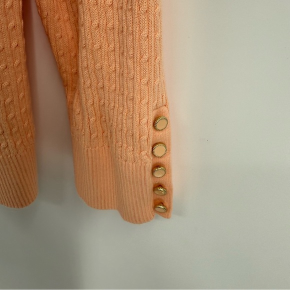 Lands End Cable Knit Sweater Womens Size 3X Long Sleeve V Neck cotton peach - Picture 7 of 9